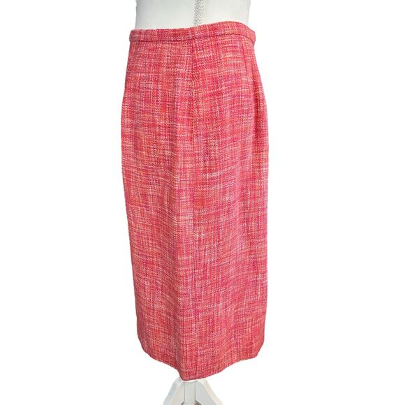 Talbots Pure Silk Skirt Sze 14 Heather Pink Tweed A Line Lined Back Zip and Slit - Picture 6 of 10